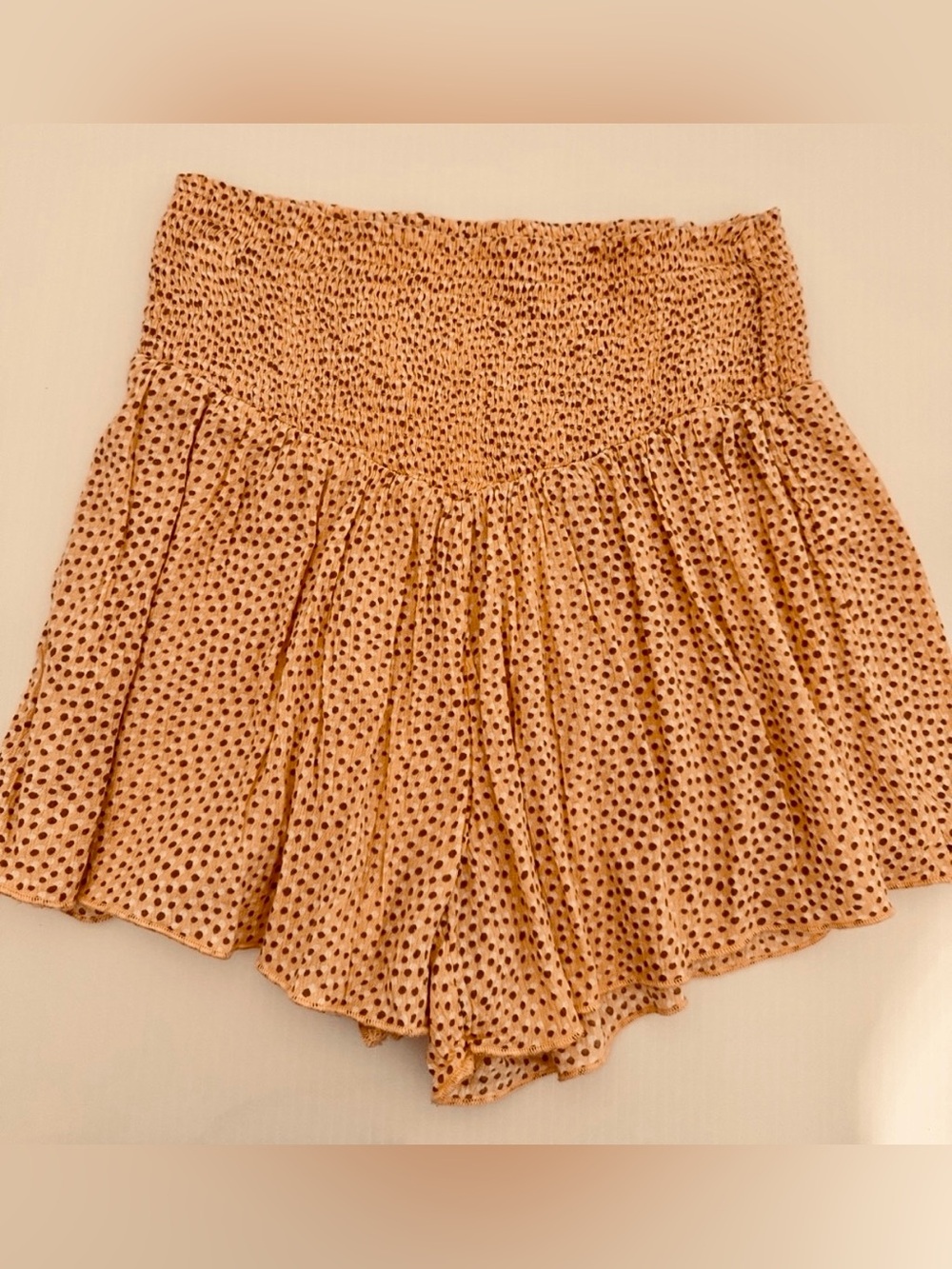 aerie Yellow Polka Dot Smocked High-Waist Shorts